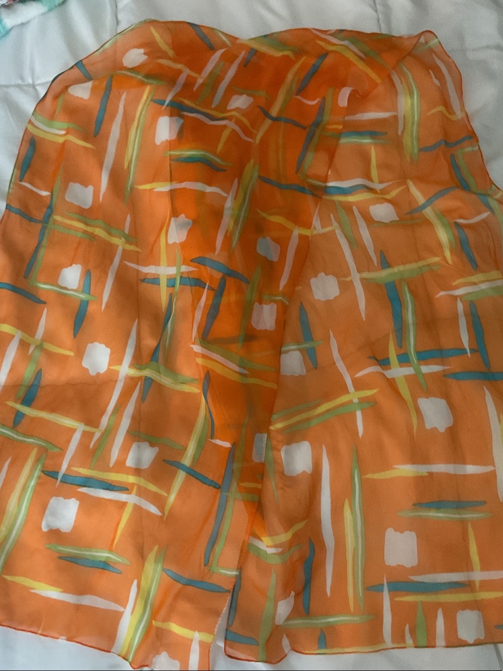Vibrant Orange Brushstroke Print Scarf & Wrap